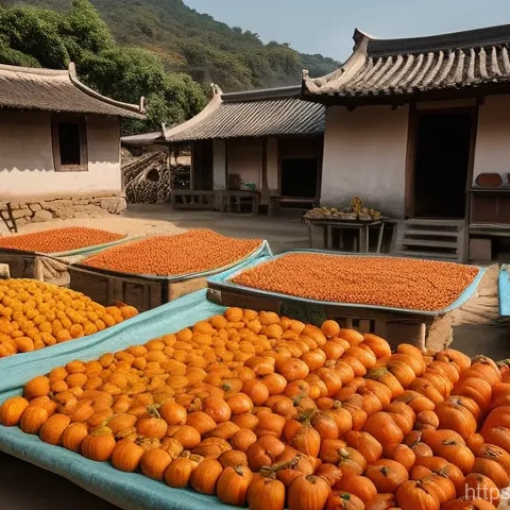 건조 식품 제조의 역사 및 발전 과정 - **Prompt 1: Ancient Sun-Drying Wisdom**
A wide-angle, cinematic shot of a serene ancient village...