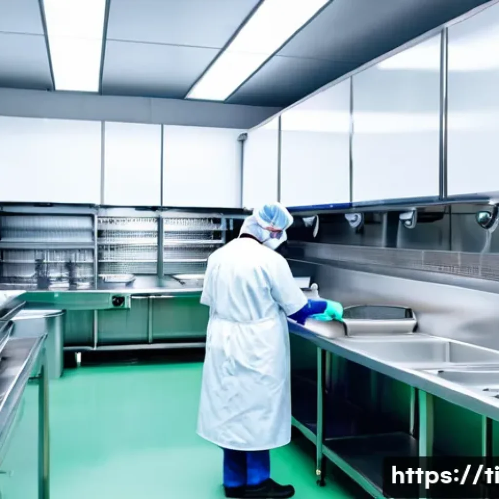 건조 식품 제조의 법적 규제 및 기준 - A modern, clean food manufacturing facility specializing in dried foods, showing workers wearing hyg...