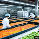 Home 22 프로젝트로 진행하기 좋은 건조 식품 제조 - A highly detailed industrial food drying facility showcasing fresh fruits and vegetables being caref...