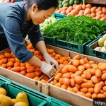 Home 19 신선한 재료로 만드는 최고의 건조 식품 레시피 - A bright, modern kitchen scene showing a person carefully selecting fresh vegetables and fruits at a...