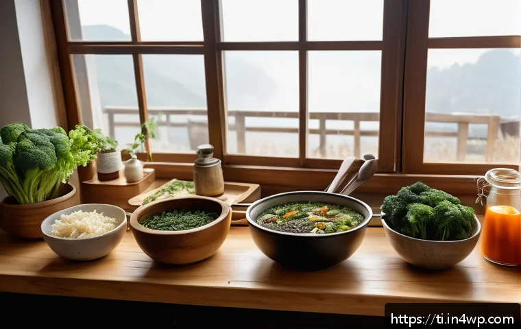건조 식품의 실용적인 활용 아이디어 - A cozy kitchen scene featuring a wooden table with various dried vegetables such as carrots, broccol...